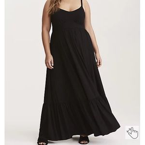 Torrid Black Jersey Shirred Hem Maxi Dress 2X
